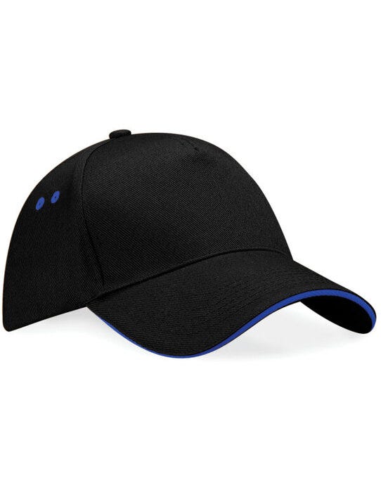 Beechfield B15C Ultimate Sandwich Peak Cap - Black/bright Royal
