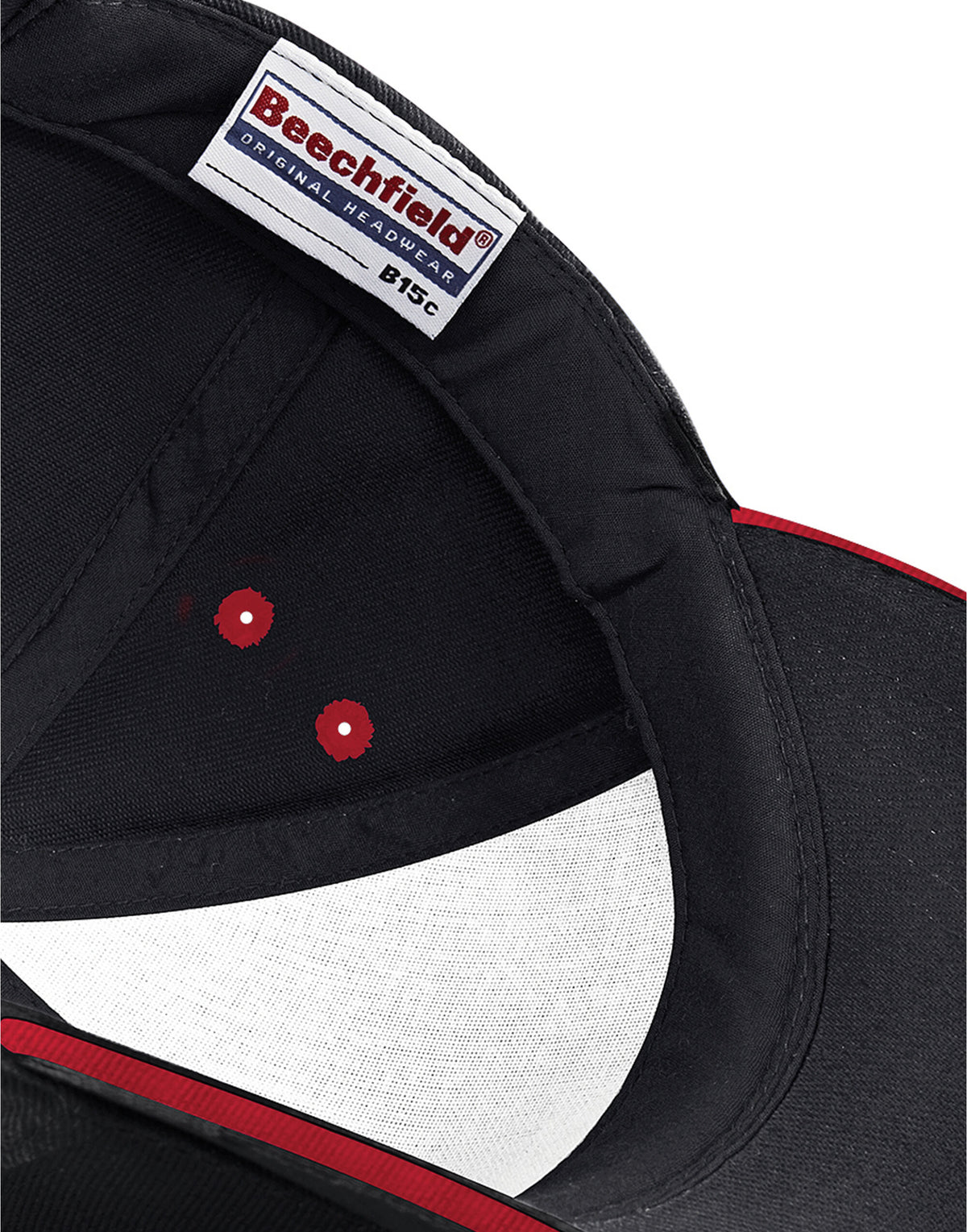 Beechfield B15C Ultimate Sandwich Peak Cap - Black/Classic Red