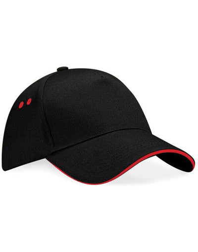 Beechfield B15C Ultimate Sandwich Peak Cap - Black/Classic Red