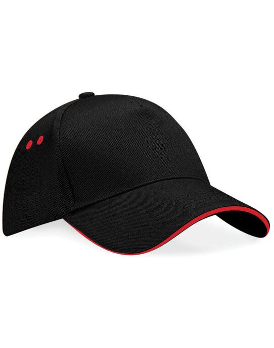Beechfield B15C Ultimate Sandwich Peak Cap - Black/Classic Red