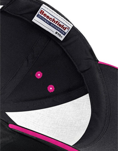 Beechfield B15C Ultimate Sandwich Peak Cap - Black/Fuchia