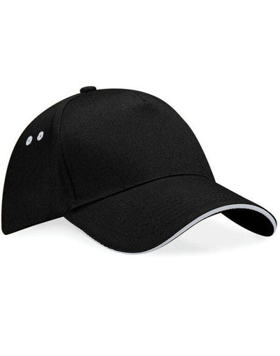 Beechfield B15C Ultimate Sandwich Peak Cap - Black/Light Grey