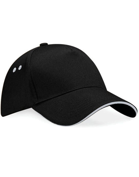 Beechfield B15C Ultimate Sandwich Peak Cap - Black/Light Grey
