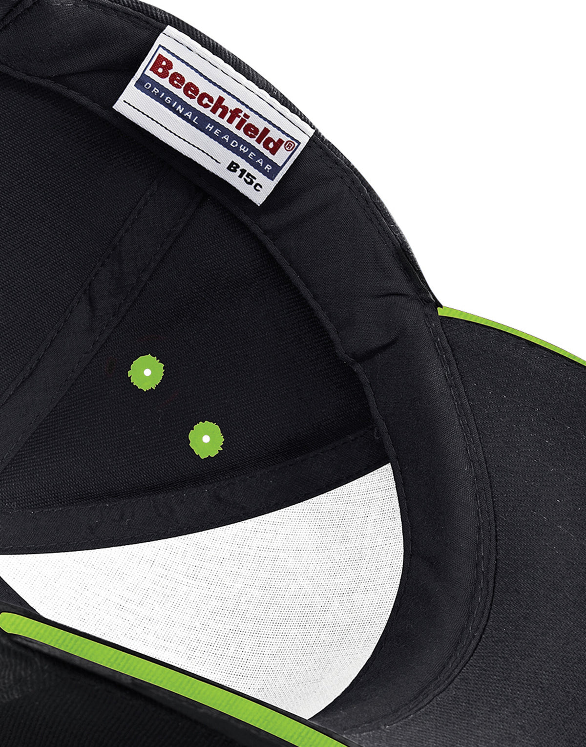 Beechfield B15C Ultimate Sandwich Peak Cap - Black/Lime Green