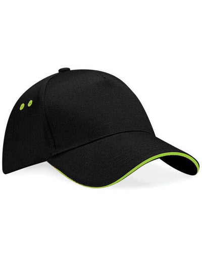 Beechfield B15C Ultimate Sandwich Peak Cap - Black/Lime Green