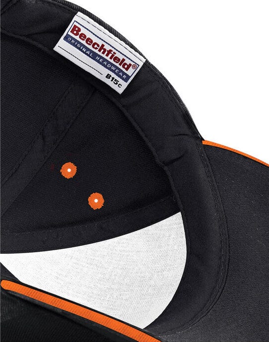 Beechfield B15C Ultimate Sandwich Peak Cap - Black/Orange