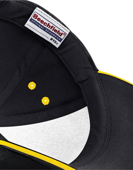 Beechfield B15C Ultimate Sandwich Peak Cap - Black/Yellow