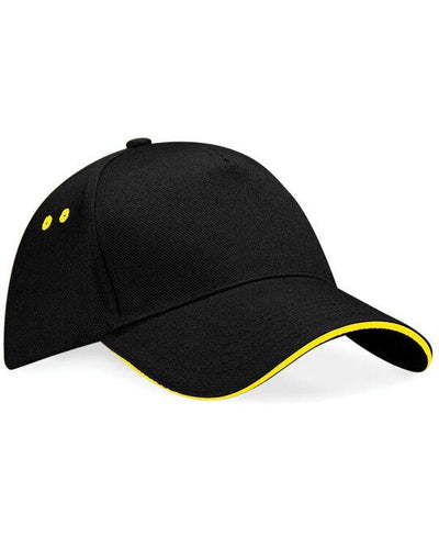 Beechfield B15C Ultimate Sandwich Peak Cap - Black/Yellow