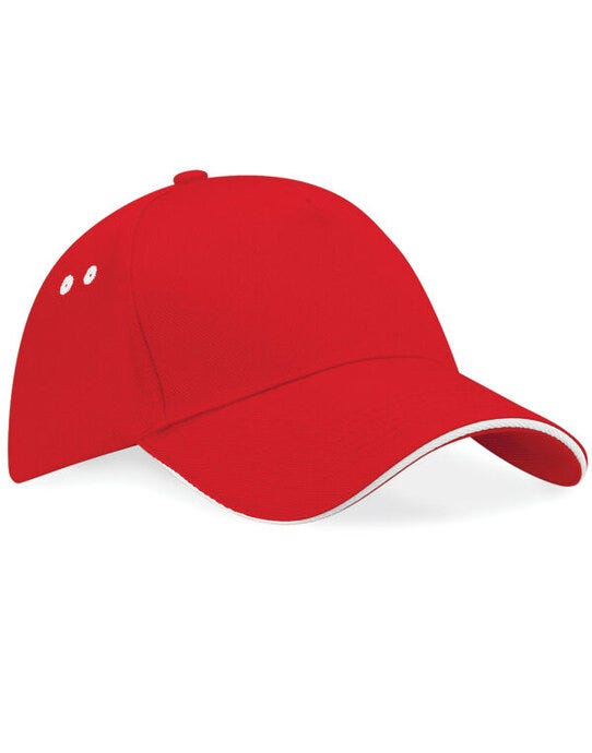 Beechfield B15C Ultimate Sandwich Peak Cap - Classic Red/White