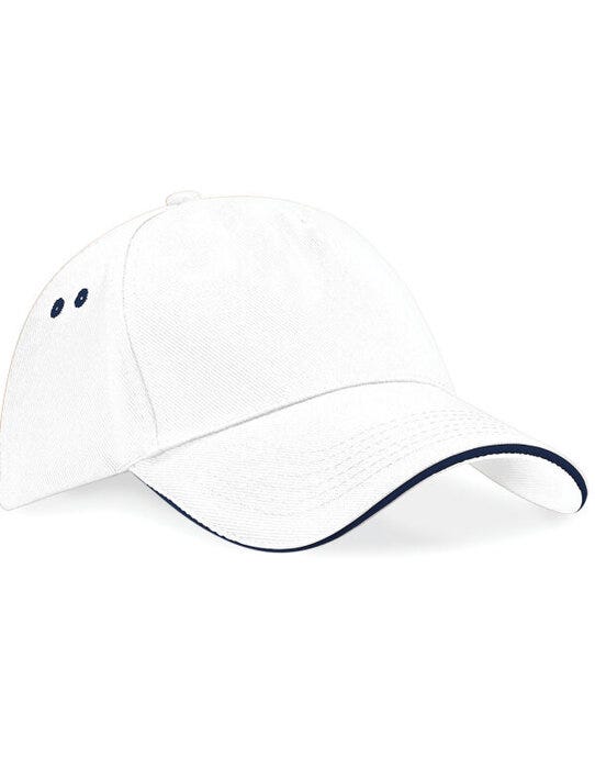 Beechfield B15C Ultimate Sandwich Peak Cap - White/French Navy