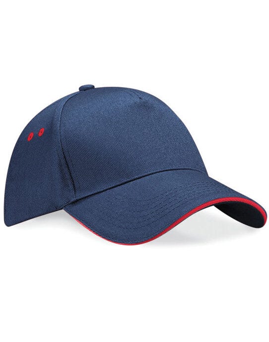 Beechfield B15C Ultimate Sandwich Peak Cap - French Navy/Classic Red