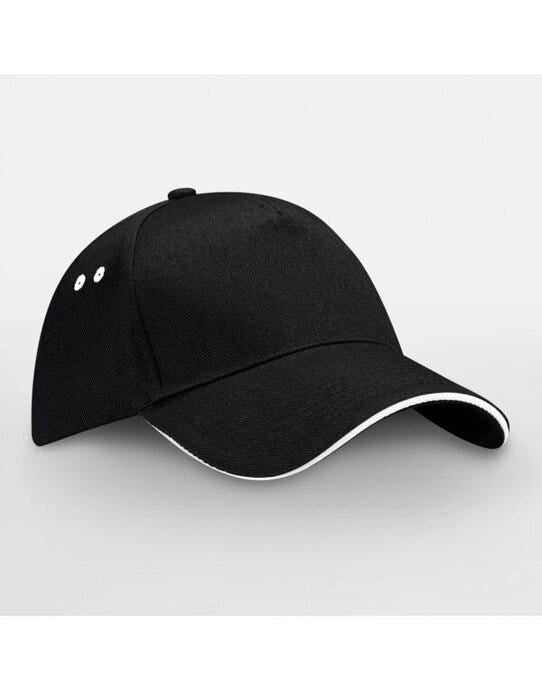 Beechfield B15C Ultimate Sandwich Peak Cap - Black/White