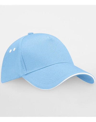 Beechfield B15C Ultimate Sandwich Peak Cap - Sky/White