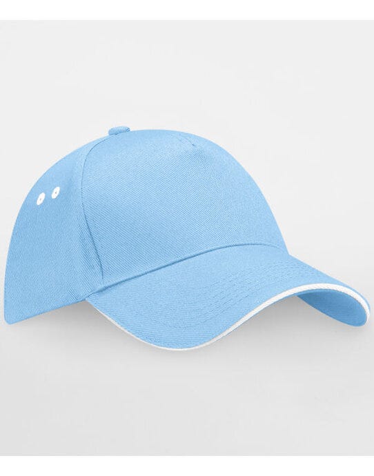 Beechfield B15C Ultimate Sandwich Peak Cap - Sky/White