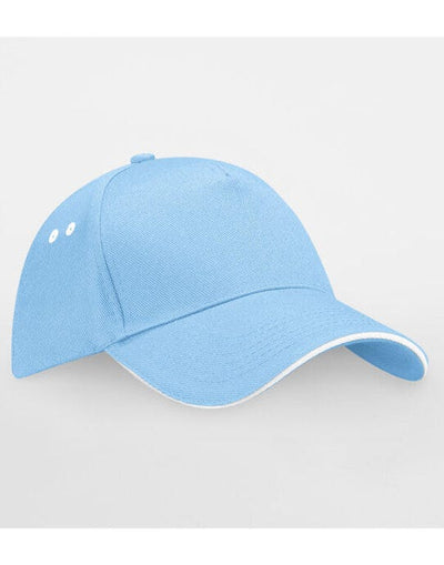 Beechfield B15C Ultimate Sandwich Peak Cap - Sky/White