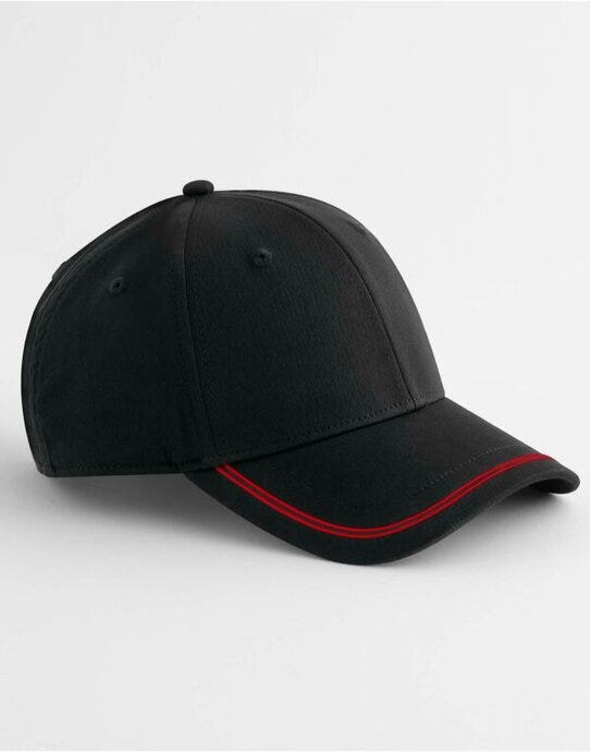 Beechfield B166R Match Day Cap - Black/Red