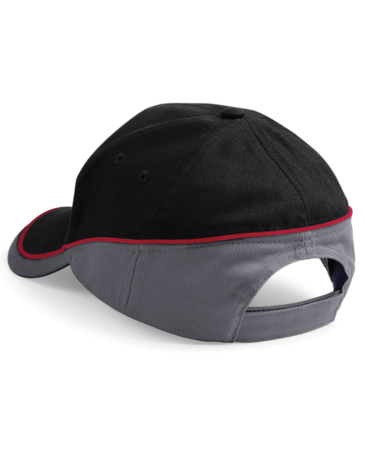 Beechfield B171 Teamwear Competition Cap - Black/Graphite/Classic Red