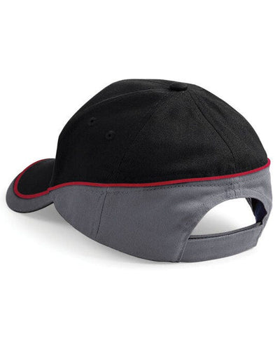 Beechfield B171 Teamwear Competition Cap - Black/Graphite/Classic Red