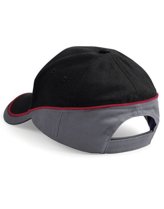 Beechfield B171 Teamwear Competition Cap - Black/Graphite/Classic Red
