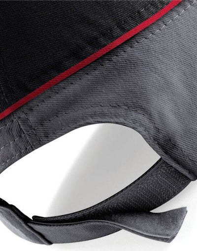 Beechfield B171 Teamwear Competition Cap - Black/Graphite/Classic Red