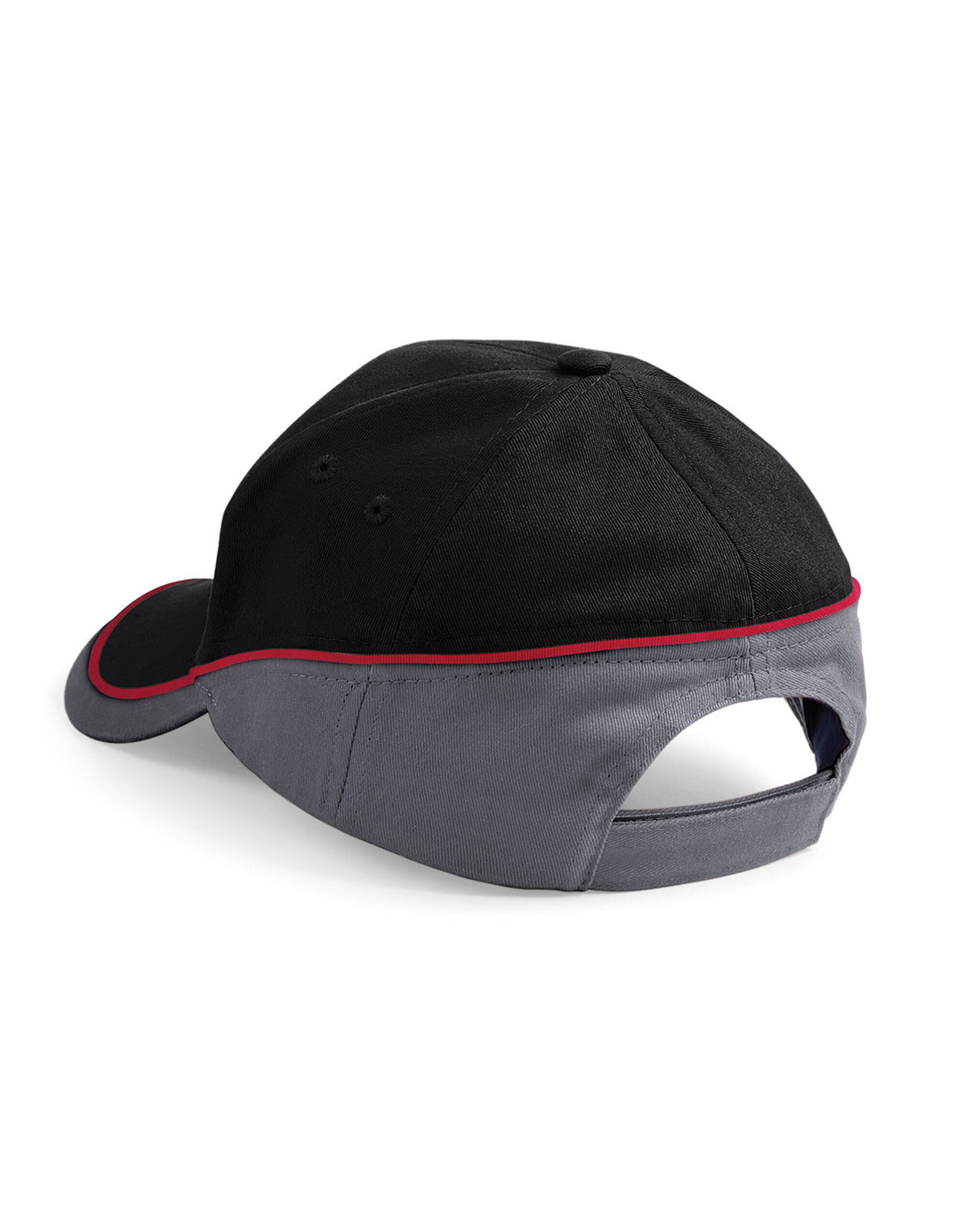 Beechfield B171 Teamwear Competition Cap - Black/Graphite/Classic Red
