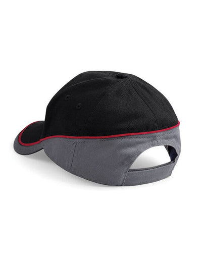 Beechfield B171 Teamwear Competition Cap - Black/Graphite/Classic Red