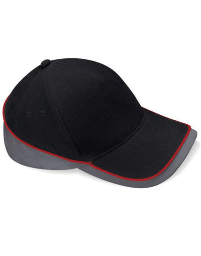 Beechfield B171 Teamwear Competition Cap - Black/Graphite/Classic Red
