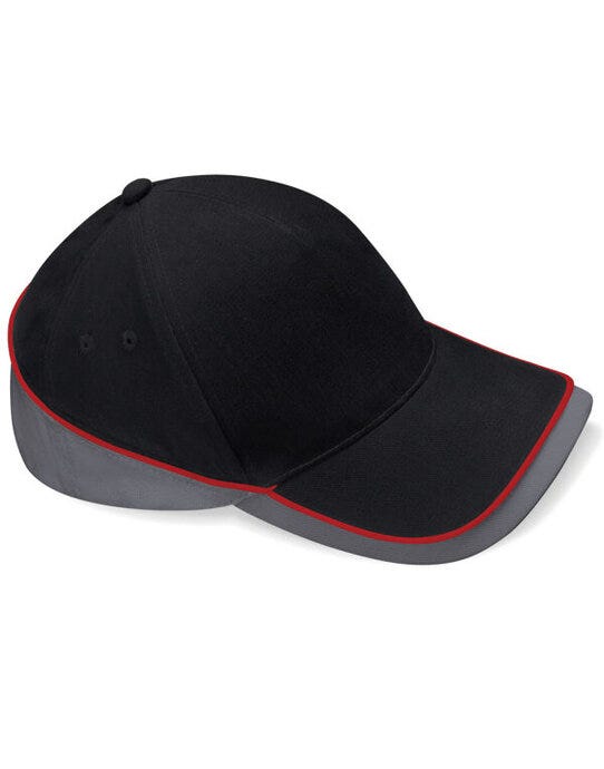 Beechfield B171 Teamwear Competition Cap - Black/Graphite/Classic Red