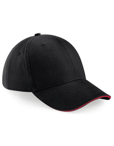 Beechfield B20 Athleisure 6 Panel Cap - Black/Classic Red