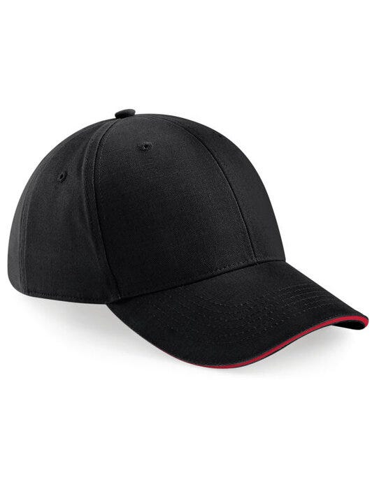 Beechfield B20 Athleisure 6 Panel Cap - Black/Classic Red