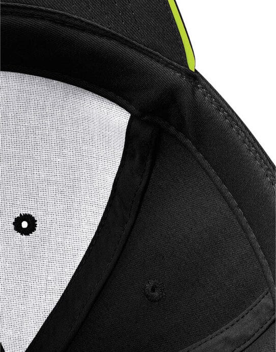 Beechfield B20 Athleisure 6 Panel Cap - Black/Lime Green