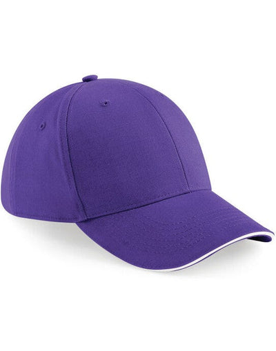 Beechfield B20 Athleisure 6 Panel Cap - Purple/White