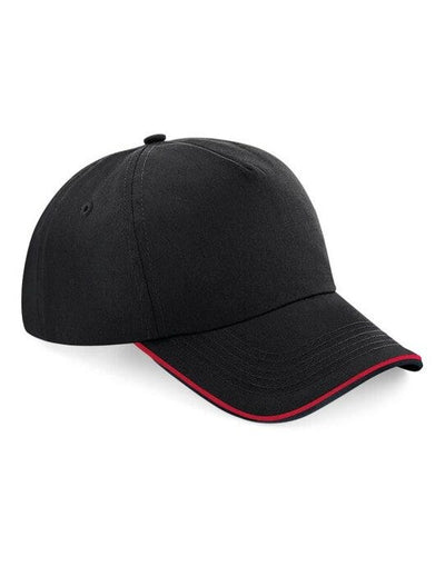 Beechfield B25C Authentic 5 Panel Piped Peak - Black/Classic Red