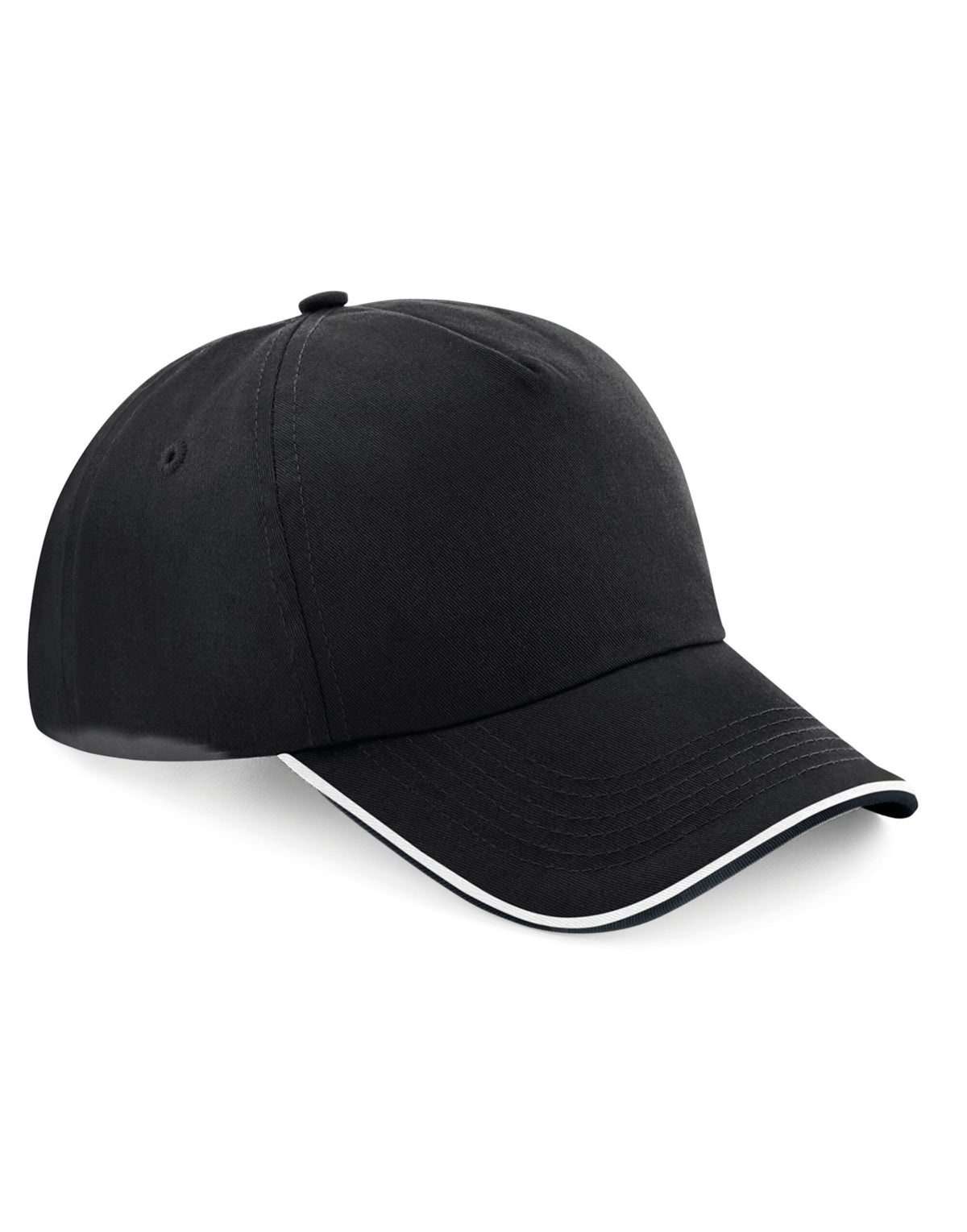 Beechfield B25C Authentic 5 Panel Piped Peak - Black/White