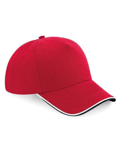 Beechfield B25C Authentic 5 Panel Piped Peak - Classic Red/Black/White