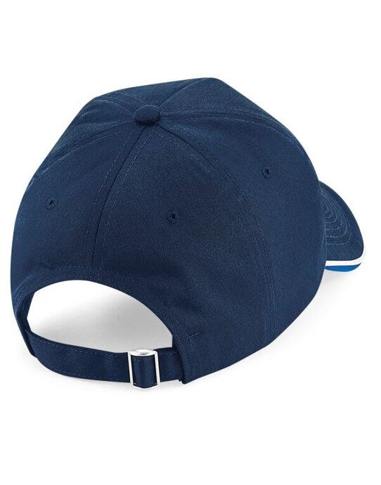 Beechfield B25C Authentic 5 Panel Piped Peak - French Navy/Bright Royal/White
