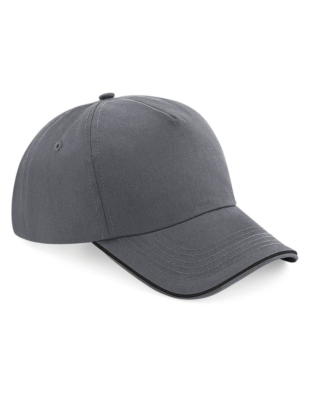 Beechfield B25C Authentic 5 Panel Piped Peak - Graphite Grey/Black