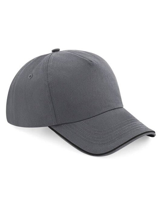 Beechfield B25C Authentic 5 Panel Piped Peak - Graphite Grey/Black