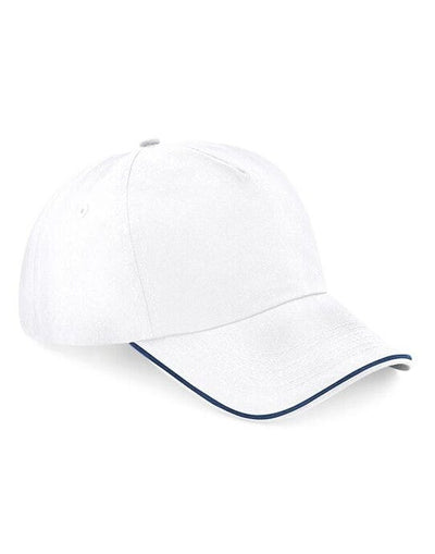 Beechfield B25C Authentic 5 Panel Piped Peak - White/French Navy