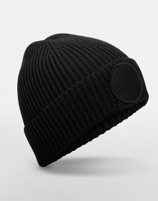 Beechfield B332R Circular Fashion Patch Beanie - Black