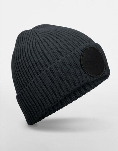 Beechfield B332R Circular Fashion Patch Beanie - Graphite Grey/Black