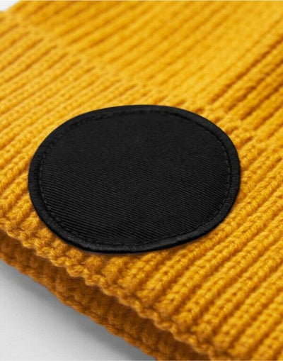Beechfield B332R Circular Fashion Patch Beanie - Mustard/Black