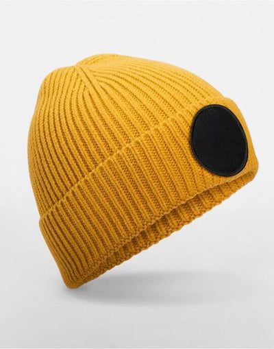 Beechfield B332R Circular Fashion Patch Beanie - Mustard/Black