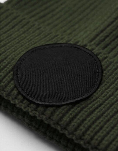 Beechfield B332R Circular Fashion Patch Beanie - Olive Green/Black