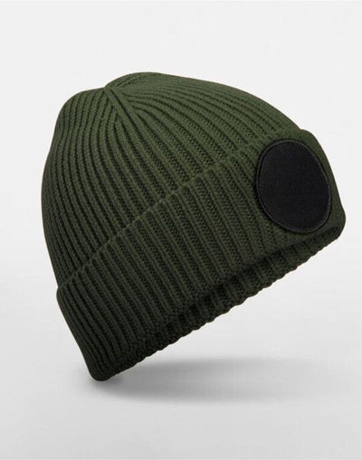 Beechfield B332R Circular Fashion Patch Beanie - Olive Green/Black