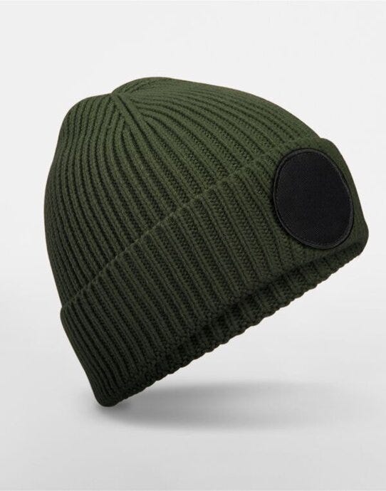 Beechfield B332R Circular Fashion Patch Beanie - Olive Green/Black