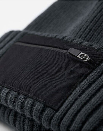 Beechfield B334R Zip Patch Beanie - Graphite Grey/Black