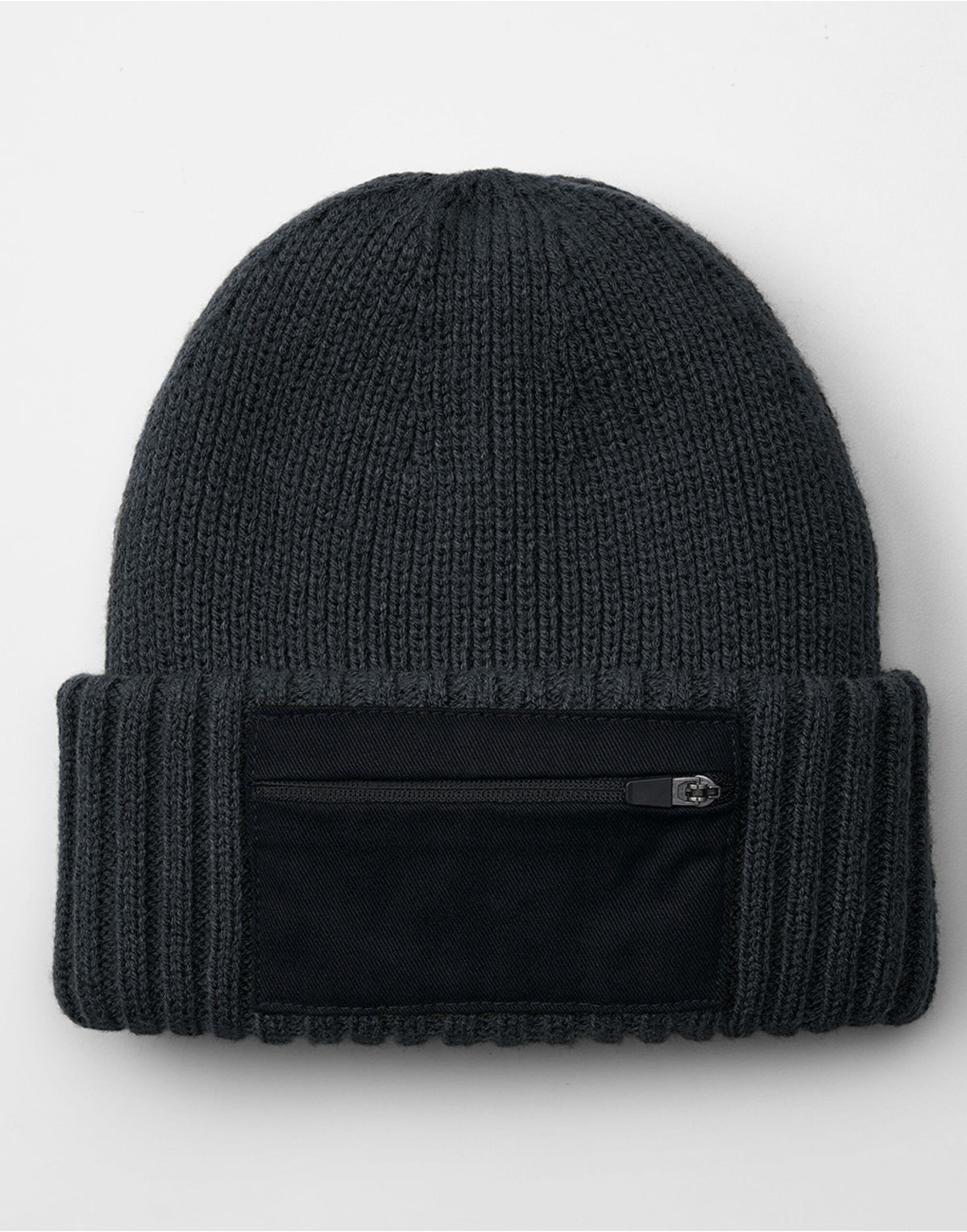Beechfield B334R Zip Patch Beanie - Graphite Grey/Black