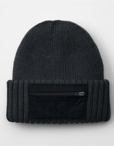 Beechfield B334R Zip Patch Beanie - Graphite Grey/Black