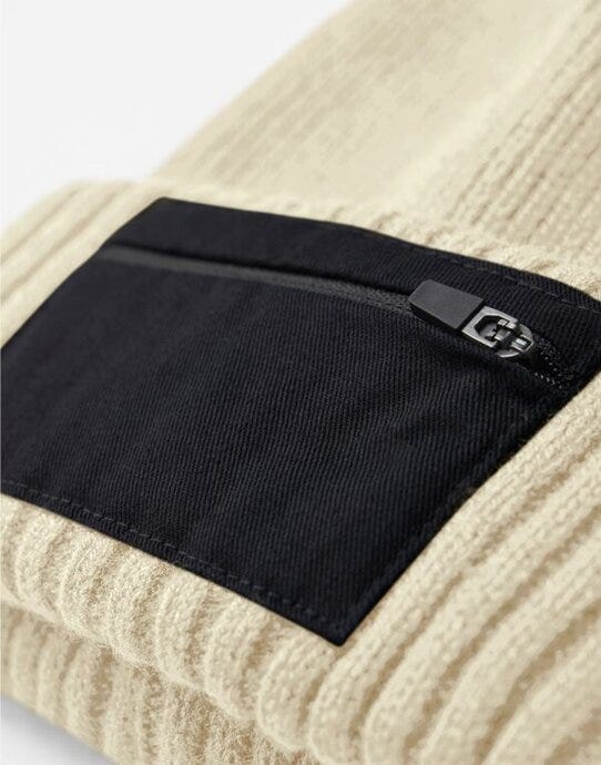 Beechfield B334R Zip Patch Beanie - Sand/Black